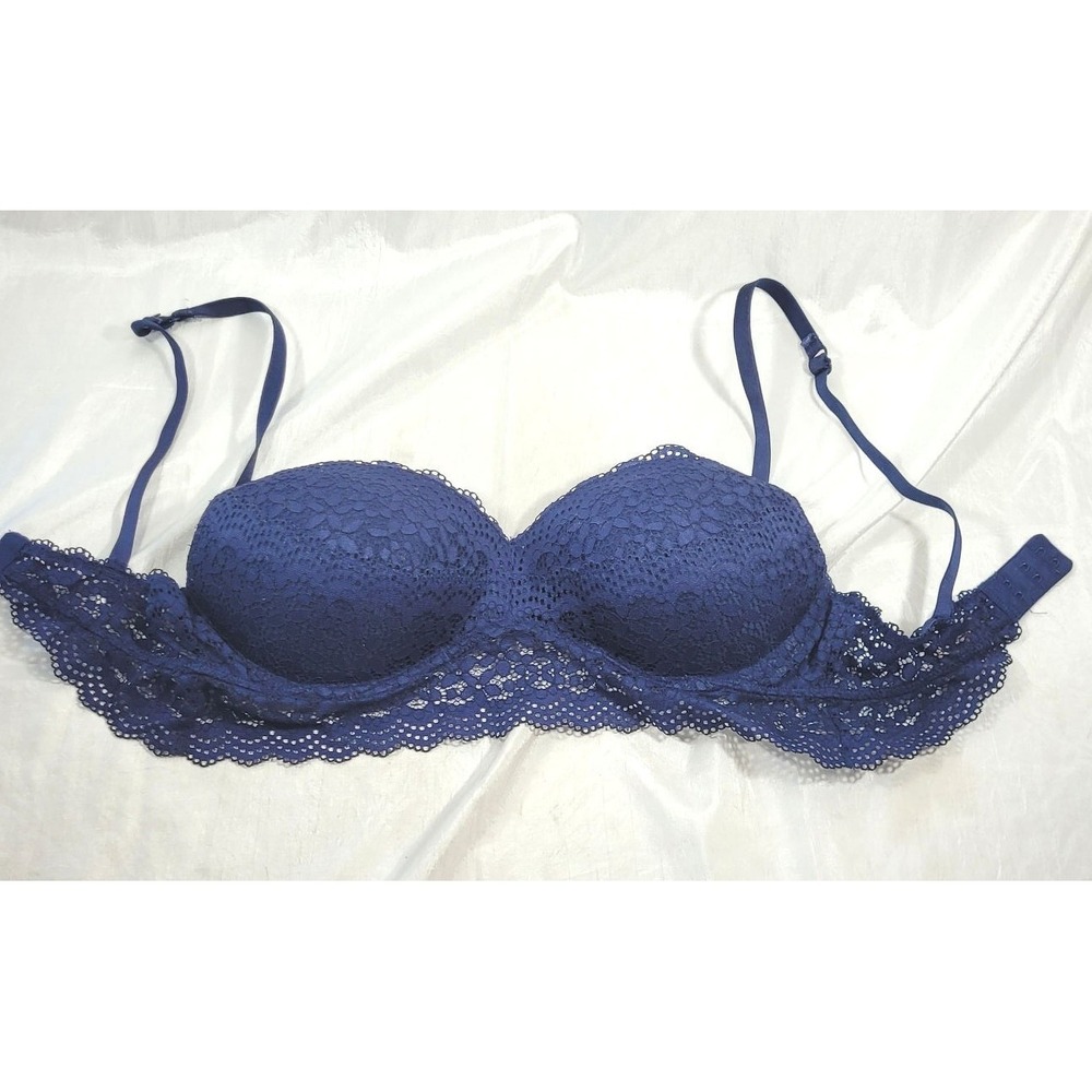 Victoria‎ Secret Xhilaration Longline Padded Underwire Pushup Lace Bra Blue 34C